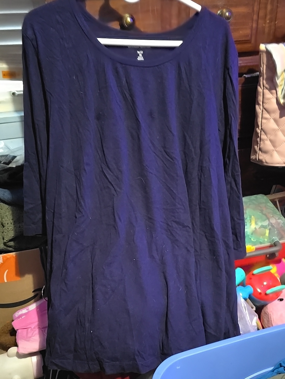 !!.          Women's  3X  Long Sleeve  Tunic Top  Deep Navy.       Tote 3W